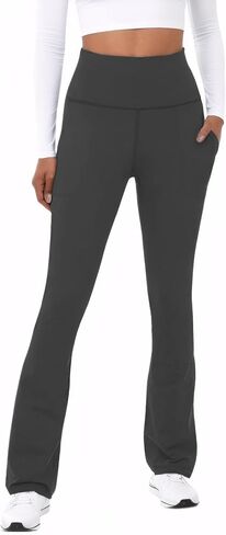 TOPYOGAS Womens Flare Yoga Pants High Waist Tummy Control Bootcut Flare Leggings Workout Wide Leg Pants with Pockets in Kuwait