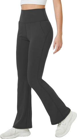 TOPYOGAS Womens Flare Yoga Pants High Waist Tummy Control Bootcut Flare Leggings Workout Wide Leg Pants with Pockets in Kuwait