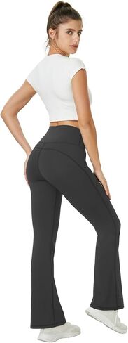 TOPYOGAS Womens Flare Yoga Pants High Waist Tummy Control Bootcut Flare Leggings Workout Wide Leg Pants with Pockets in Kuwait