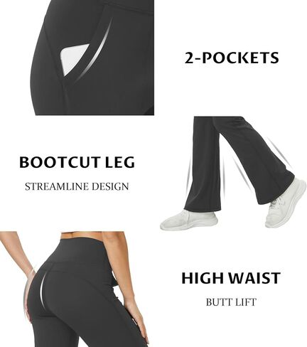 TOPYOGAS Womens Flare Yoga Pants High Waist Tummy Control Bootcut Flare Leggings Workout Wide Leg Pants with Pockets in Kuwait