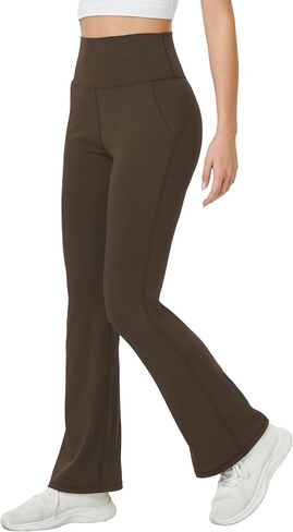 TOPYOGAS Womens Flare Yoga Pants High Waist Tummy Control Bootcut Flare Leggings Workout Wide Leg Pants with Pockets in Kuwait
