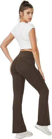 TOPYOGAS Womens Flare Yoga Pants High Waist Tummy Control Bootcut Flare Leggings Workout Wide Leg Pants with Pockets in Kuwait