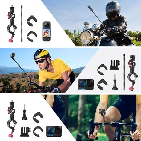 حامل مقود الدراجة النارية لـ Insta360، حامل عصا سيلفي لمقود الدراجة لشخص ثالث مع واجهة سقاطة متوافق مع Insta360 X4 X3 X2 X ONE RS R، GoPro، مثالي لتصوير فيديو الدراجة in Kuwait