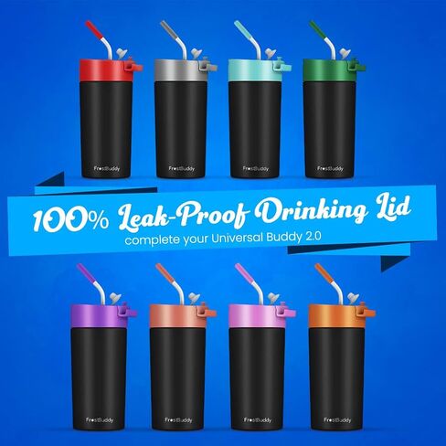 Universal Buddy 2.0 Can Cooler Drink Lid With Straw Universal 2.0 5 Sizes In 1 Insulated Can Cooler - Can Cooler for 12 oz & 16 oz Regular or Slim Cans & Bottles (Royal with Straw) in Saudi Arabia