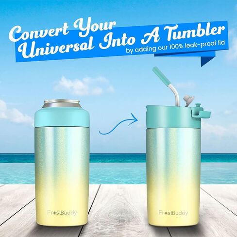 Universal Buddy 2.0 Can Cooler Drink Lid With Straw Universal 2.0 5 Sizes In 1 Insulated Can Cooler - Can Cooler for 12 oz & 16 oz Regular or Slim Cans & Bottles (Royal with Straw) in Saudi Arabia
