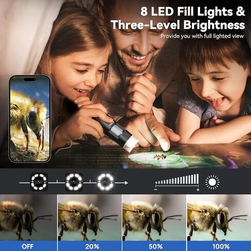 TOMLOV DM1 مجهر رقمي لاسلكي تكبير 50x-1000x مع حامل، واي فاي محمول باليد USB عالي الدقة للفحص المجهري للعملات المعدنية المكبر لكاميرا iPhone iPad Android والكمبيوتر in Kuwait