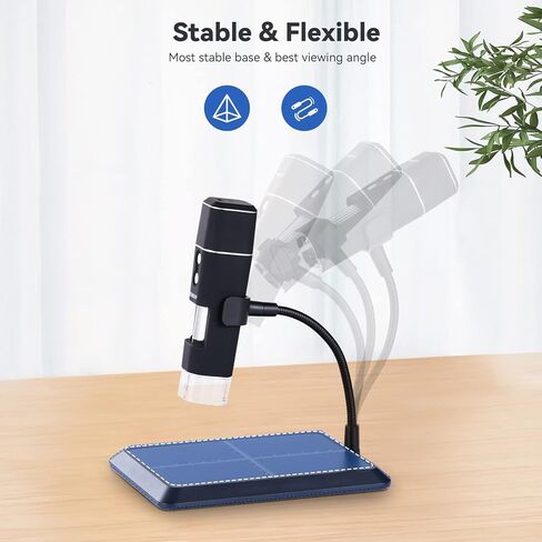 TOMLOV DM1 مجهر رقمي لاسلكي تكبير 50x-1000x مع حامل، واي فاي محمول باليد USB عالي الدقة للفحص المجهري للعملات المعدنية المكبر لكاميرا iPhone iPad Android والكمبيوتر in Kuwait