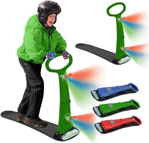 Geospace Winter Fun Foldable Snow Scooter, Ski Skate, Ski Skooter, Snow Sled, Kids Snowboard with 2 LED Light– Multi-Purpose Portable Sandboard, Snow Skate, and Kids/Teenager Sled for All Ages in Kuwait