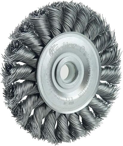 Weiler 08014 3" Standard Twist Knot Wire Wheel .014" Steel Fill 1/2"-3/8" Arbor Hole Made in The USA (Pack of 10) in Kuwait