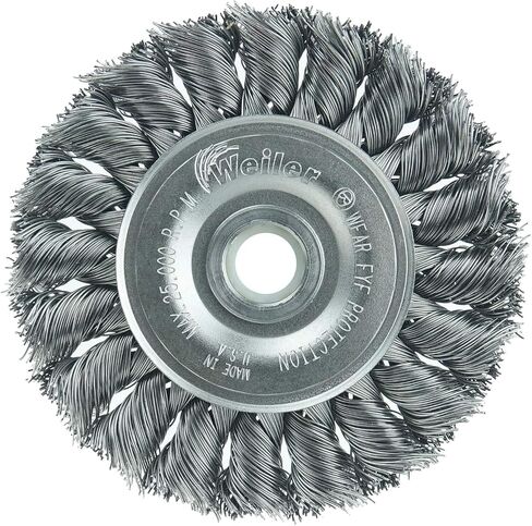 Weiler 08014 3" Standard Twist Knot Wire Wheel .014" Steel Fill 1/2"-3/8" Arbor Hole Made in The USA (Pack of 10) in Kuwait