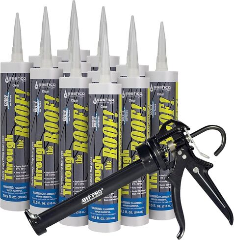 Through The Roof Sealant Clear 10.5oz Cartridge Kit, Pack of 3 with Pro Applicator. Sticks to Most Building Materials Wet or Dry, Highly Elastic, Paintable in Saudi Arabia