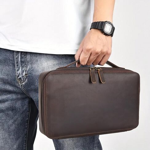 حقيبة منظم النظارات الشمسية للسفر من الجلد المحبب بالكامل من بولار، حافظة نظارات متعددة الأزواج مع 7 فتحات قابلة للتعديل، صندوق منظم تخزين حامل نظارات الأمان مع سحاب YKK in Saudi Arabia