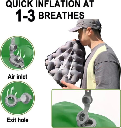 Inflatable Seat Cushion, Lightweight Camping Air Sitting Pad, Waterproof Air Cushion, Portable Air Seat Cushion for Climbing Hiking Office Airplane Car Stadium Seat (Black) in Kuwait