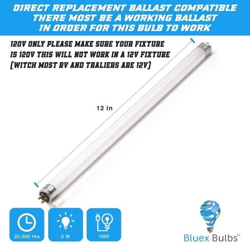 4 عبوات T5 12 بوصة LED F8T5CW LED بديل F8T5 LED 5 وات 530 لومن أبيض رائع 4100k F8 T5 حزمة من 4 مصابيح in Saudi Arabia