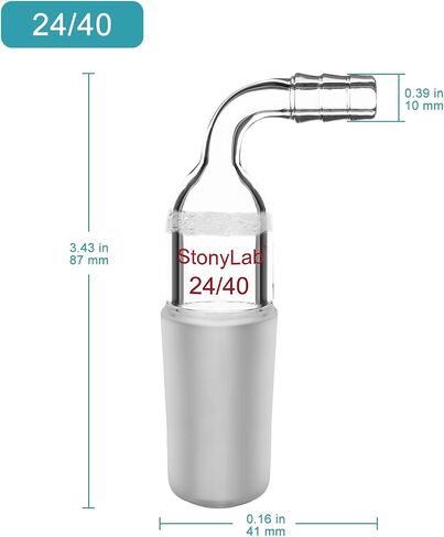 stonylab Bent Glass Vacuum Adapter, Borosilicate Glass Adapter with G1 Sintered Disc, 24/40 Joint and 10 mm Hose Connection in Saudi Arabia