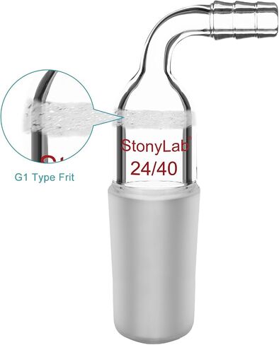 stonylab Bent Glass Vacuum Adapter, Borosilicate Glass Adapter with G1 Sintered Disc, 24/40 Joint and 10 mm Hose Connection in Saudi Arabia