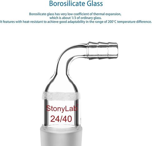 stonylab Bent Glass Vacuum Adapter, Borosilicate Glass Adapter with G1 Sintered Disc, 24/40 Joint and 10 mm Hose Connection in Saudi Arabia
