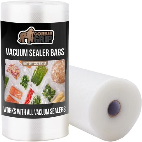 أكياس مانعة للتسرب محكمة الغلق من غوريلا جريب، عبوتان، 11 بوصة × 25 قدم، 6x طعام طازج، حزمة توفير للوجبات، مانعة للتسرب، مقاومة للثقب، تمنع حرق الفريزر، من أجل فيديو سوس، آمن للاستخدام في الميكروويف وغسالة الأطباق in Kuwait