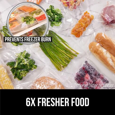 أكياس مانعة للتسرب محكمة الغلق من غوريلا جريب، عبوتان، 11 بوصة × 25 قدم، 6x طعام طازج، حزمة توفير للوجبات، مانعة للتسرب، مقاومة للثقب، تمنع حرق الفريزر، من أجل فيديو سوس، آمن للاستخدام في الميكروويف وغسالة الأطباق in Kuwait