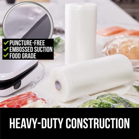 أكياس مانعة للتسرب محكمة الغلق من غوريلا جريب، عبوتان، 11 بوصة × 25 قدم، 6x طعام طازج، حزمة توفير للوجبات، مانعة للتسرب، مقاومة للثقب، تمنع حرق الفريزر، من أجل فيديو سوس، آمن للاستخدام في الميكروويف وغسالة الأطباق in Kuwait
