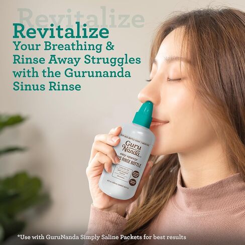GuruNanda Sinus Rinse Bottle - Comfort Tip for Natural Nasal Irrigator Relief for Adults & Kids - 240ml Capacity in Saudi Arabia