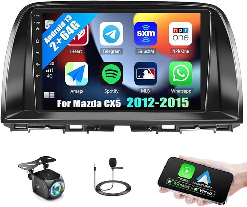 [2+64G] Android 13 Car Stereo for Mazda CX5 2012-2015 with Wireless Apple Carplay&Android Auto,9 Inch Touch Screen Car Radio with Mirror Link Bluetooth FM/RDS Radio WiFi GPS SWC+ Backup Camera in Saudi Arabia