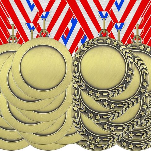 Gold Silver Bronze Blank Award Medals with Neck Ribbons, 1st 2nd 3rd Metal Winner Prize Participation Trophy Make Your Own Medals for Competitions Sports Games Party Favors in Saudi Arabia