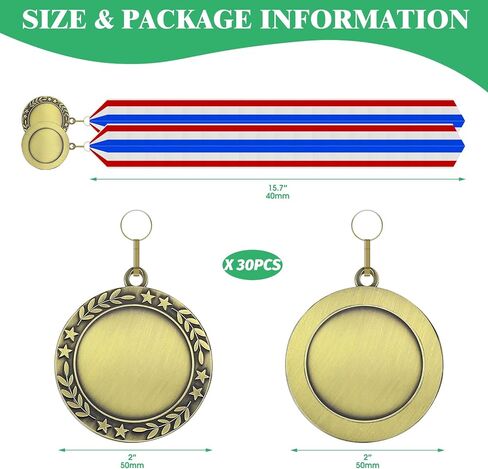 Gold Silver Bronze Blank Award Medals with Neck Ribbons, 1st 2nd 3rd Metal Winner Prize Participation Trophy Make Your Own Medals for Competitions Sports Games Party Favors in Saudi Arabia