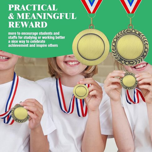 Gold Silver Bronze Blank Award Medals with Neck Ribbons, 1st 2nd 3rd Metal Winner Prize Participation Trophy Make Your Own Medals for Competitions Sports Games Party Favors in Saudi Arabia
