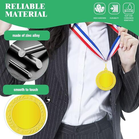 ميداليات جائزة ذهبية وفضية وبرونزية فارغة مع أشرطة للرقبة، جائزة المشاركة الأولى والثانية والثالثة للفائز المعدني، اصنع ميدالياتك الخاصة للمسابقات والألعاب الرياضية ومفضلات الحفلات in Kuwait