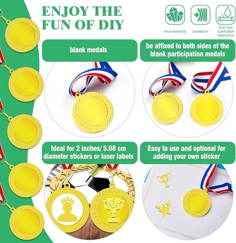 ميداليات جائزة ذهبية وفضية وبرونزية فارغة مع أشرطة للرقبة، جائزة المشاركة الأولى والثانية والثالثة للفائز المعدني، اصنع ميدالياتك الخاصة للمسابقات والألعاب الرياضية ومفضلات الحفلات in Kuwait