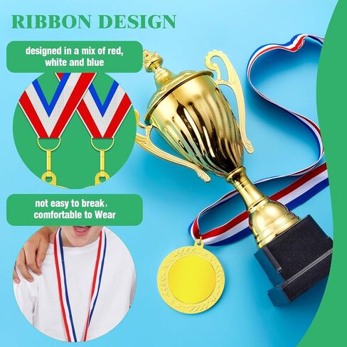 ميداليات جائزة ذهبية وفضية وبرونزية فارغة مع أشرطة للرقبة، جائزة المشاركة الأولى والثانية والثالثة للفائز المعدني، اصنع ميدالياتك الخاصة للمسابقات والألعاب الرياضية ومفضلات الحفلات in Kuwait