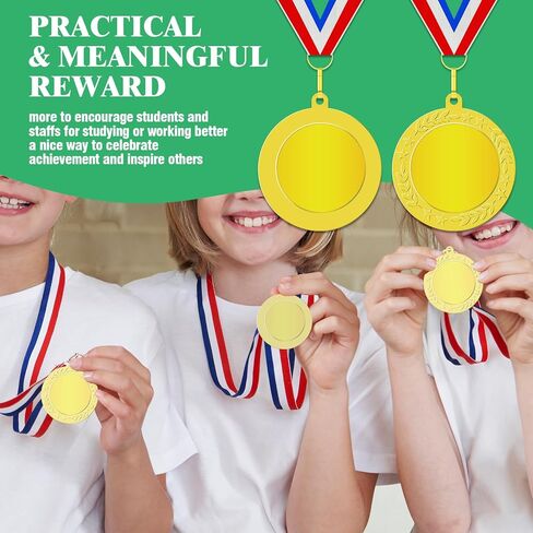 ميداليات جائزة ذهبية وفضية وبرونزية فارغة مع أشرطة للرقبة، جائزة المشاركة الأولى والثانية والثالثة للفائز المعدني، اصنع ميدالياتك الخاصة للمسابقات والألعاب الرياضية ومفضلات الحفلات in Kuwait