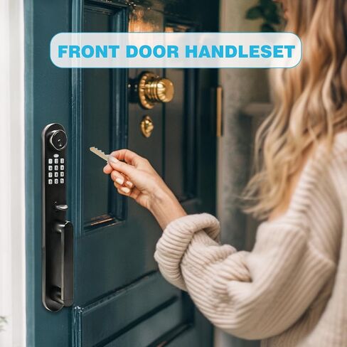 Digital Door Lock with Keypad Set,Smart Door Lock with Keypads,Electronic Deadbolt Keypad with Door Handle Lock Set for Front Door,Electronic Door Lock with Passcode and Key,Matte Black in Saudi Arabia