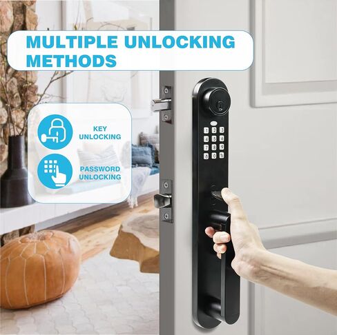 Digital Door Lock with Keypad Set,Smart Door Lock with Keypads,Electronic Deadbolt Keypad with Door Handle Lock Set for Front Door,Electronic Door Lock with Passcode and Key,Matte Black in Saudi Arabia
