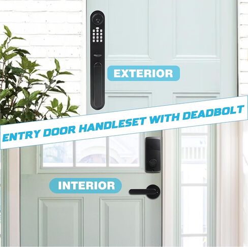 Digital Door Lock with Keypad Set,Smart Door Lock with Keypads,Electronic Deadbolt Keypad with Door Handle Lock Set for Front Door,Electronic Door Lock with Passcode and Key,Matte Black in Saudi Arabia