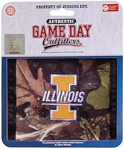 محفظة Game Day Outfitters NCAA Illinois Fighting Illini للرجال مموهة ثنائية الطي، مقاس واحد، متعددة الألوان in Kuwait