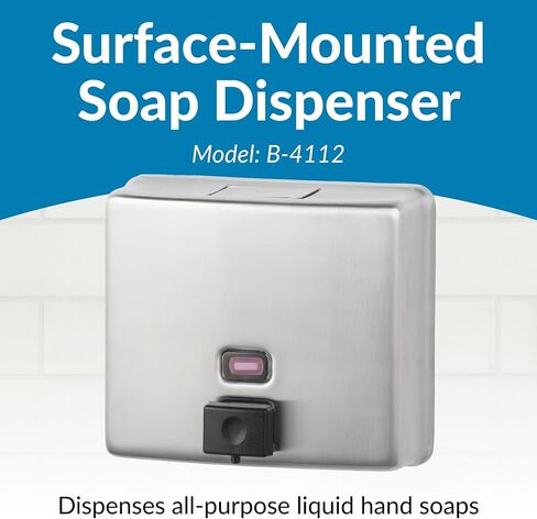 Bobrick Surface-Mounted Soap Dispenser, Vertical Tank Satin-Finish Stainless Steel (40-fl oz Capacity) in Kuwait