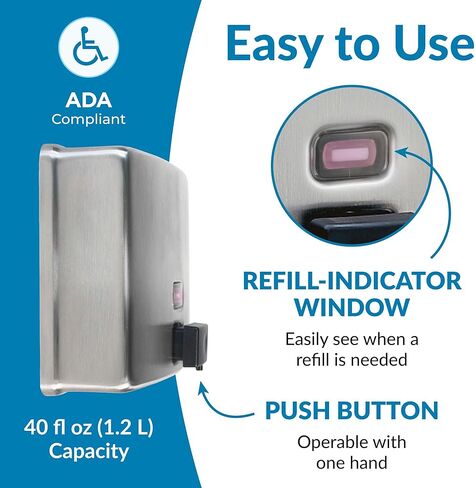 Bobrick Surface-Mounted Soap Dispenser, Vertical Tank Satin-Finish Stainless Steel (40-fl oz Capacity) in Kuwait