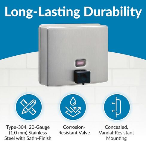 Bobrick Surface-Mounted Soap Dispenser, Vertical Tank Satin-Finish Stainless Steel (40-fl oz Capacity) in Kuwait