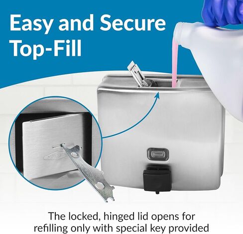 Bobrick Surface-Mounted Soap Dispenser, Vertical Tank Satin-Finish Stainless Steel (40-fl oz Capacity) in Kuwait