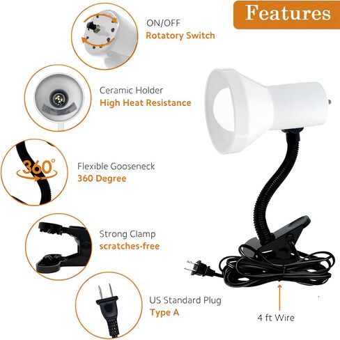 مصباح مكتب Xtricity LED، معقوفة قابلة للتعديل 360 درجة، مصباح للمنزل والمكتب مع لمبة 7 وات A19، 120 فولت، مفتاح تشغيل/إيقاف، ارتفاع 14 بوصة - مصابيح قراءة لطاولة بجانب السرير، مسكن جامعي (لمسة نهائية سوداء) in Kuwait