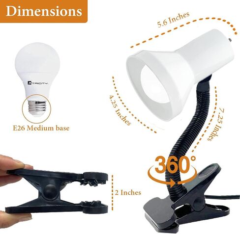 مصباح مكتب Xtricity LED، معقوفة قابلة للتعديل 360 درجة، مصباح للمنزل والمكتب مع لمبة 7 وات A19، 120 فولت، مفتاح تشغيل/إيقاف، ارتفاع 14 بوصة - مصابيح قراءة لطاولة بجانب السرير، مسكن جامعي (لمسة نهائية سوداء) in Kuwait