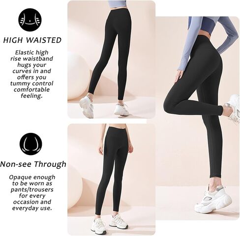 Women's Leggings High Waist Yoga Pants No See Through Workout Gym Capris, Tummy Control Sports Training Pant for Women in Saudi Arabia
