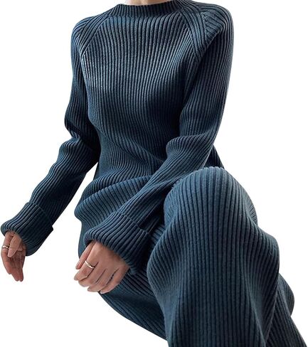 طقم سترة وسروال نسائي من CHICWISH باللون الرملي/الأزرق المخضر/الأسود/البني بحاشية مقسمة in Kuwait