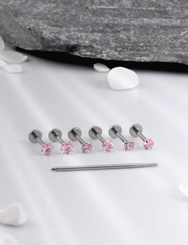 16G F136 Titanium Lip Rings CZ Labret Jewelry Internally Threaded Monroe Lip Ring Medusa Snake Bite Piercing Jewelry Conch Tragus Forward Helix Cartilage Earring Studs Piercing Jewelry in Kuwait