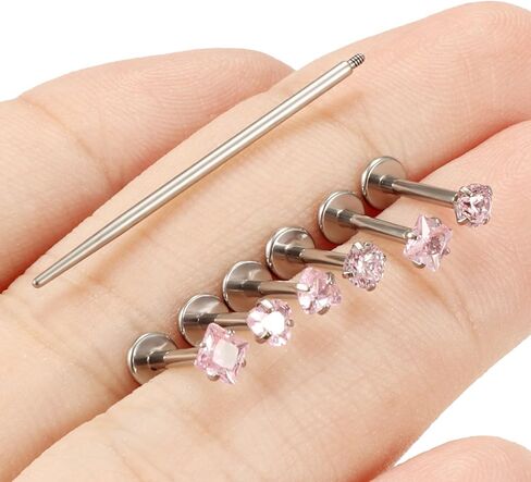 16G F136 Titanium Lip Rings CZ Labret Jewelry Internally Threaded Monroe Lip Ring Medusa Snake Bite Piercing Jewelry Conch Tragus Forward Helix Cartilage Earring Studs Piercing Jewelry in Kuwait