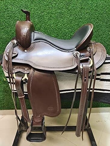 DEEN ENTERPRISES Lightweight Western Barrel Racing Saddle, Fiberglass Tree, Black (Chocolate Double D, 17 Inches) in Saudi Arabia
