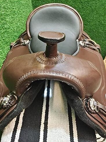 DEEN ENTERPRISES Lightweight Western Barrel Racing Saddle, Fiberglass Tree, Black (Chocolate Double D, 17 Inches) in Saudi Arabia