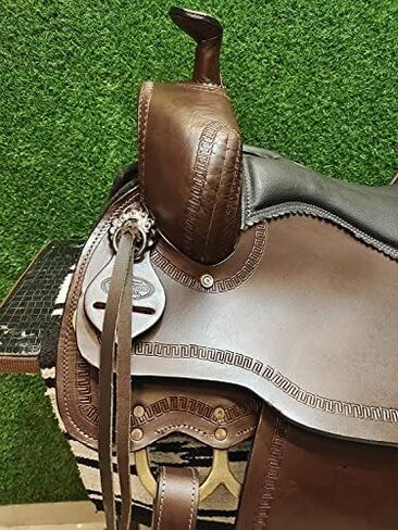 DEEN ENTERPRISES Lightweight Western Barrel Racing Saddle, Fiberglass Tree, Black (Chocolate Double D, 17 Inches) in Saudi Arabia